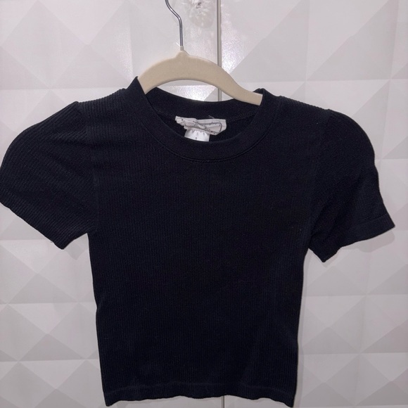 Hippie Rose Tops - Black Ribbed Short Sleeve Top🖤